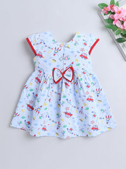 The Magic Wand - Blue Printed Knee Length Dress