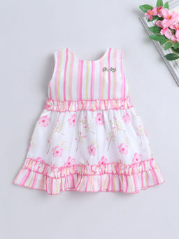 The Magic Wand - Pink Floral Knee Length Dress