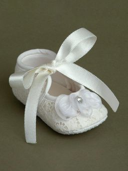Hopscotch - Girls White Fabric Ballerinas