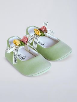 Hopscotch - Girls Green Eva Ballerinas