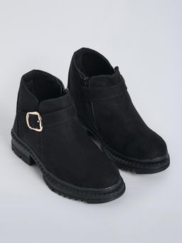 Hopscotch - Girls Black Synthetic Leather Boots