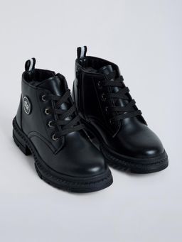 Hopscotch - Boys Black Synthetic Leather Boots