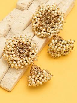Zaveri Pearls - Gold Tone Embellished With Pearls Jhumki Earring