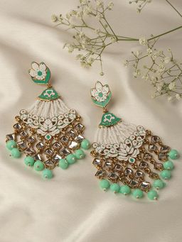 Zaveri Pearls - Antique Gold Tone Embellished With Pearls & Meenakaari Dangle Earring