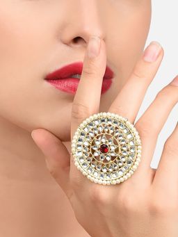 Zaveri Pearls - Gold Tone Kundan & Pearls Ethnic Finger Ring