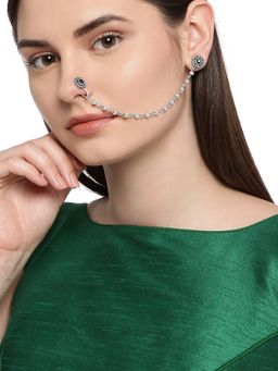 Zaveri Pearls - Silver Tone Nose Clip