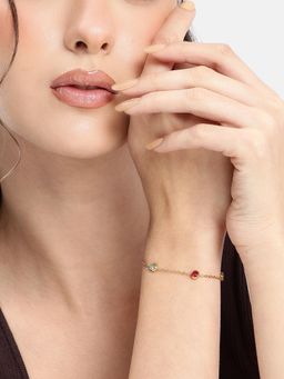 Carlton London - Gold Plated Multi Color Cz Wraparound Bracelet