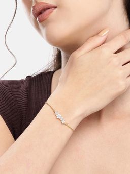 Carlton London - Gold Plated Cz Floral Wraparound Bracelet