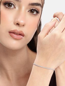 Carlton London - Silver Plated Cz Wraparound Tennis Bracelet