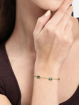Carlton London - Gold Plated Cz Green Studded Wraparound Bracelet