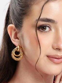 Carlton London - Gold Plated Spiral Contemporary Drop Earring