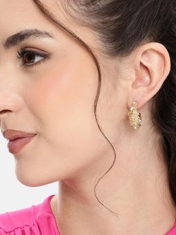 Carlton London - Gold Plated Cz Half Hoop Statement Earring