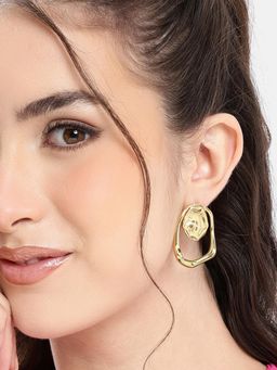 Carlton London - Gold Plated Contemporary Bold Stud Earring