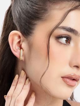 Carlton London - Gold Plated Cz Contemporary Earlobe Earring