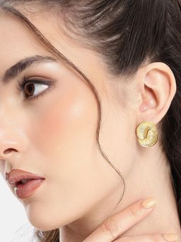 Carlton London - Gold Plated Contemporary Bold Stud Earring