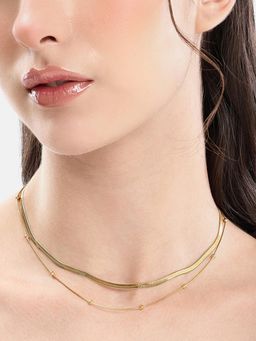 Carlton London - Gold Plated Snake and Delicate Sphere Layered Necklace