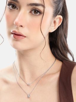 Carlton London - Silver Plated Water Drop Layered Necklace