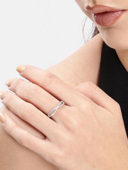 Carlton London - Silver Plated Cz Infinity Adjustable Ring