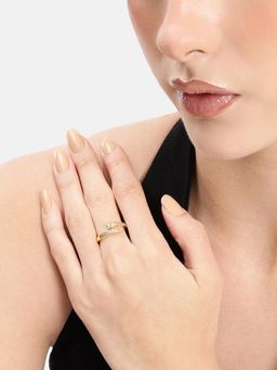 Carlton London - Gold Plated Cz Adjustable Ring