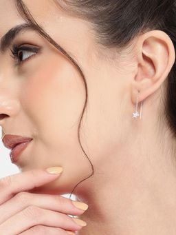 Carlton London - 925 Sterling Silver Rhodium Plated Floral Drop Earring