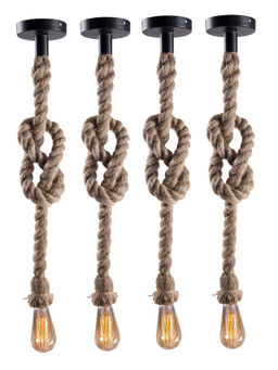 Homesake - Edison Rustic Rope Lamp Hanging Light 4 Piece