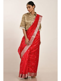 SARI KI ALMARI - Red Chiri Woven Handloom Saree with Unstitched Blouse