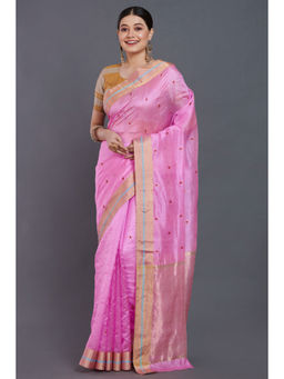 SARI KI ALMARI - Gehni Pink Woven Handloom Saree with Unstitched Blouse