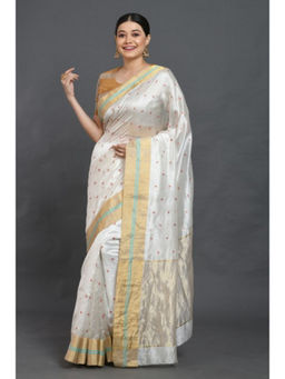 SARI KI ALMARI - Gehni Off White Woven Handloom Saree with Unstitched Blouse