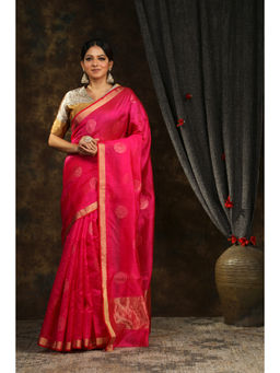 SARI KI ALMARI - Mandala Pink Woven Handloom Saree with Unstitched Blouse
