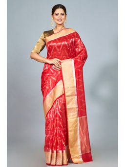 SARI KI ALMARI - Laali Red Woven Handloom Saree with Unstitched Blouse