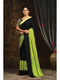 SARI KI ALMARI - Nayanika Black Woven Handloom Saree with Unstitched Blouse