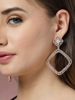 ADIVA - Rose Gold-Plated Classic Ad Stone Handcrafted Drop Earrings