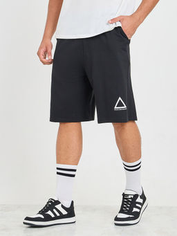 Styli - Mens Black Oversized Athleisure Shorts Cotton