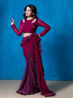 NUD - Pearl Wine Overlapped Stitched Blouse