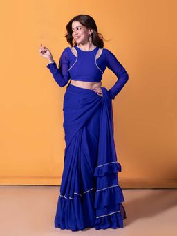 NUD - Pearl Blue Overlapped Stitched Blouse