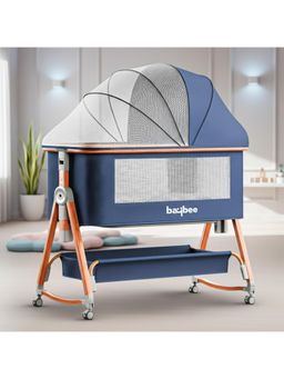 BAYBEE - Premium Pro Bedside Crib Cradle for Baby Bassinet for New Born with Storage - Blue