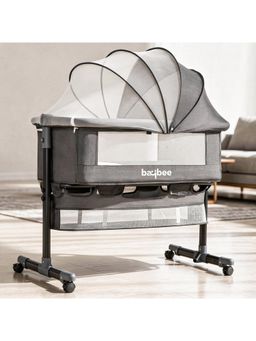 BAYBEE - Bedside Crib Cradle for Baby Bassinet for New Born with Height Adjustable Modes - Grey