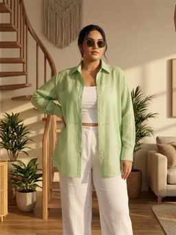 Qurvii - Pista Green Mul Solid Shirt