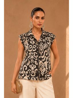 Sheczzar - Black Satin Printed Shirt