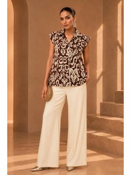 Sheczzar - Brown Satin Printed Shirt
