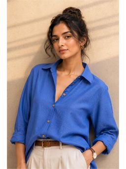 Sheczzar - Blue Satin Solid Shirt