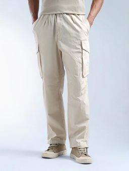 Flying Machine - Solid Cobain Loose Fit Cargos- Beige