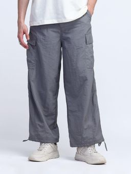 Flying Machine - Cobain Loose Fit Solid Cargos- Grey
