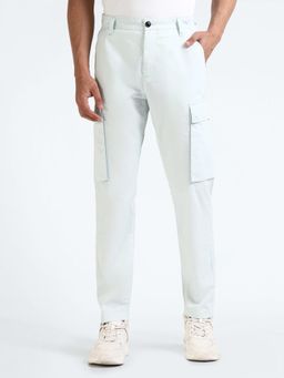 Flying Machine - Solid Cargo Pants- Blue