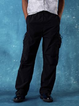 Flying Machine - Relaxed Fit Twill Cargo Pants- Black
