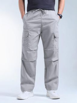 Flying Machine - Mid Rise Relaxed Fit Cargos- Grey
