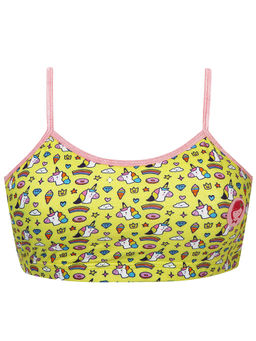 D'chica - Unicorn Print Non Padded Non Wired Teenager Bra Yellow Multi-Color