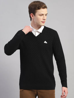 Monte Carlo - Black Woven V-Neck Sweater