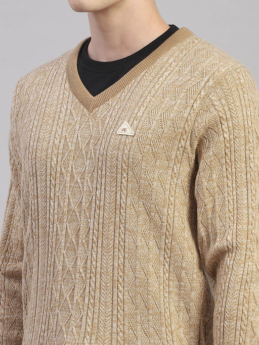 Buy Monte Carlo M Camel Woven V-Neck Sweater Online