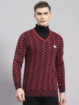 Monte Carlo - Pink Mix Woven V-Neck Sweater